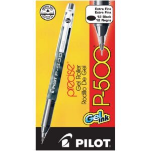 Pilot Precise P-500 Gel Ink Rollerball Pens Black Ink 0.5mm Extra Fine – 12 Pack