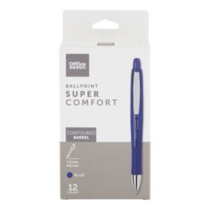 Office Depot Super Comfort Retractable Ballpoint Pens Blue Ink 1.0mm Medium – 12 Pack