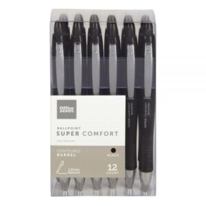 Office Depot Super Comfort Retractable Ballpoint Pens Black Ink 1.0mm Medium – 12 Pack