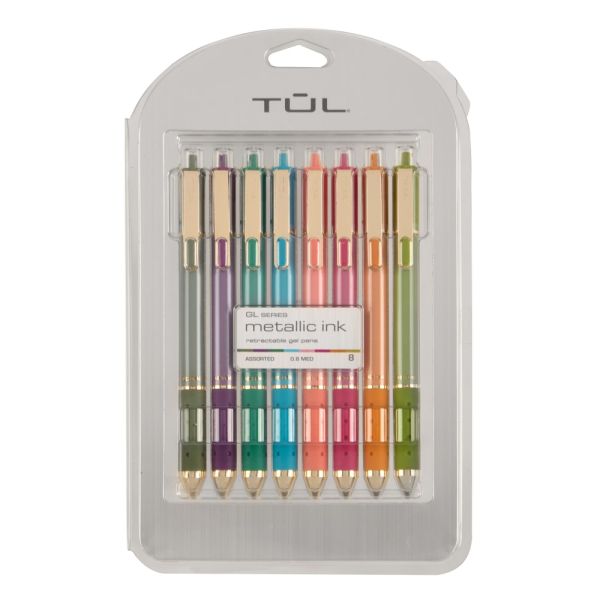TUL GL Series Retractable Gel Pens Metallic Ink 0.8mm Medium Assorted Colors – 8 Pack