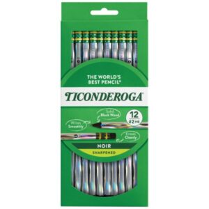 Ticonderoga Noir Black Wood #2 HB Sharpened Pencils – 12 Count