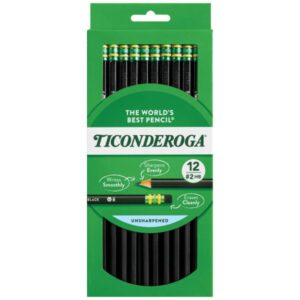 Ticonderoga Black Wood #2 HB Unsharpened Pencils – 12 Count