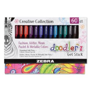 Zebra Doodler’z Gel Stick Creative Collection Assorted Gel Pens – 60 Count