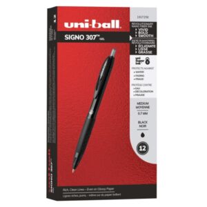 uni-ball Signo 307 Gel Ink Pens Black Ink 0.7mm Medium – 12 Pack