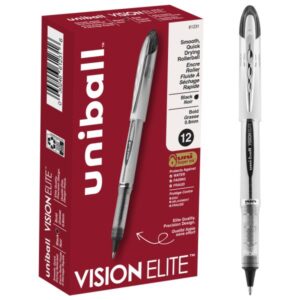 uni-ball Vision Elite Rollerball Pens Black Ink Bold 0.8mm – 12 Pack